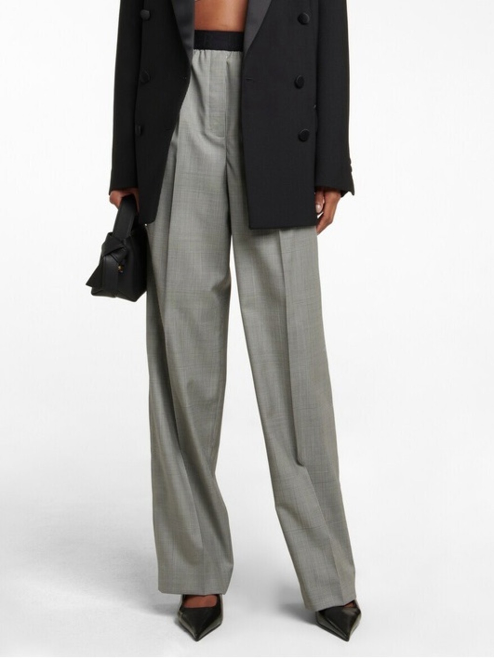 NWOT Dorothee Schumacher Checked Flared Virgin Wool Pants Black White Women’s 2